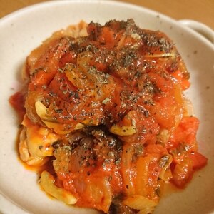 無水鍋で玉葱・セロリ・鶏肉のトマト煮